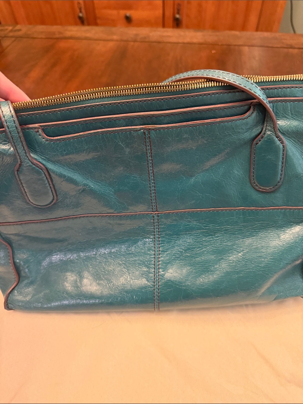 HOBO Teal Leather Shoulder Bag - Picture 5 of 8